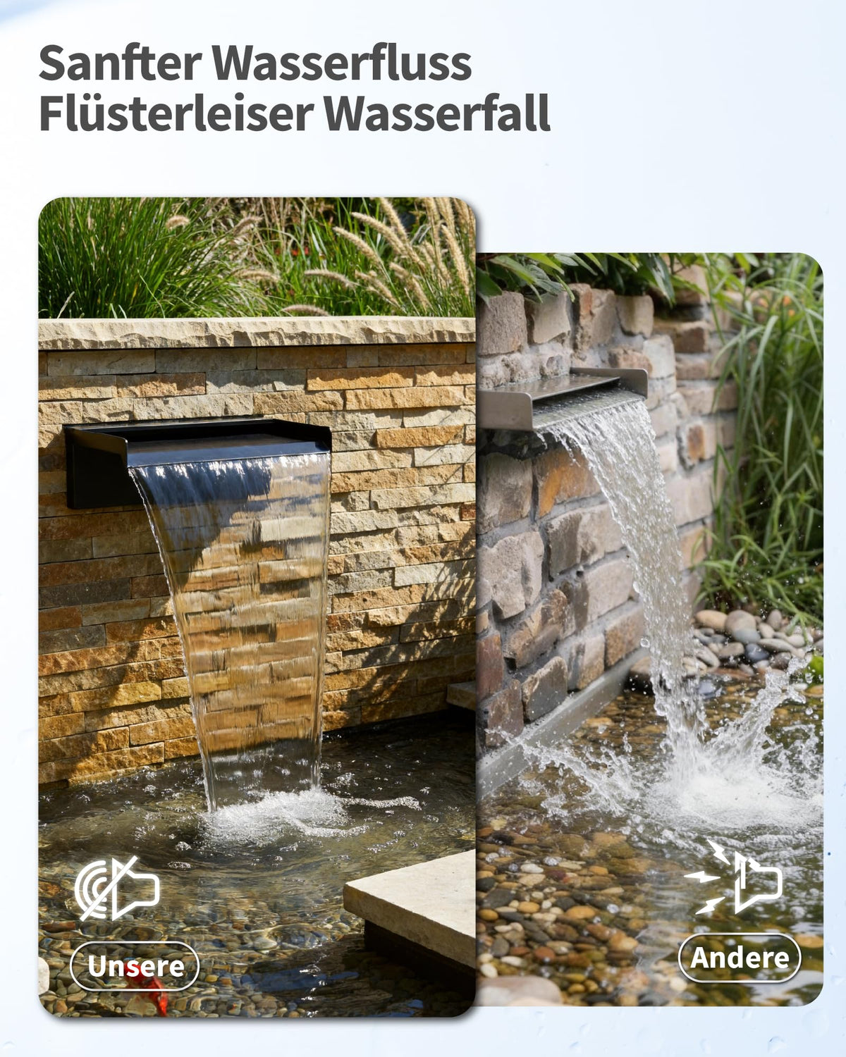 30 cm breiter Teich Wasserfall für Gartenteich