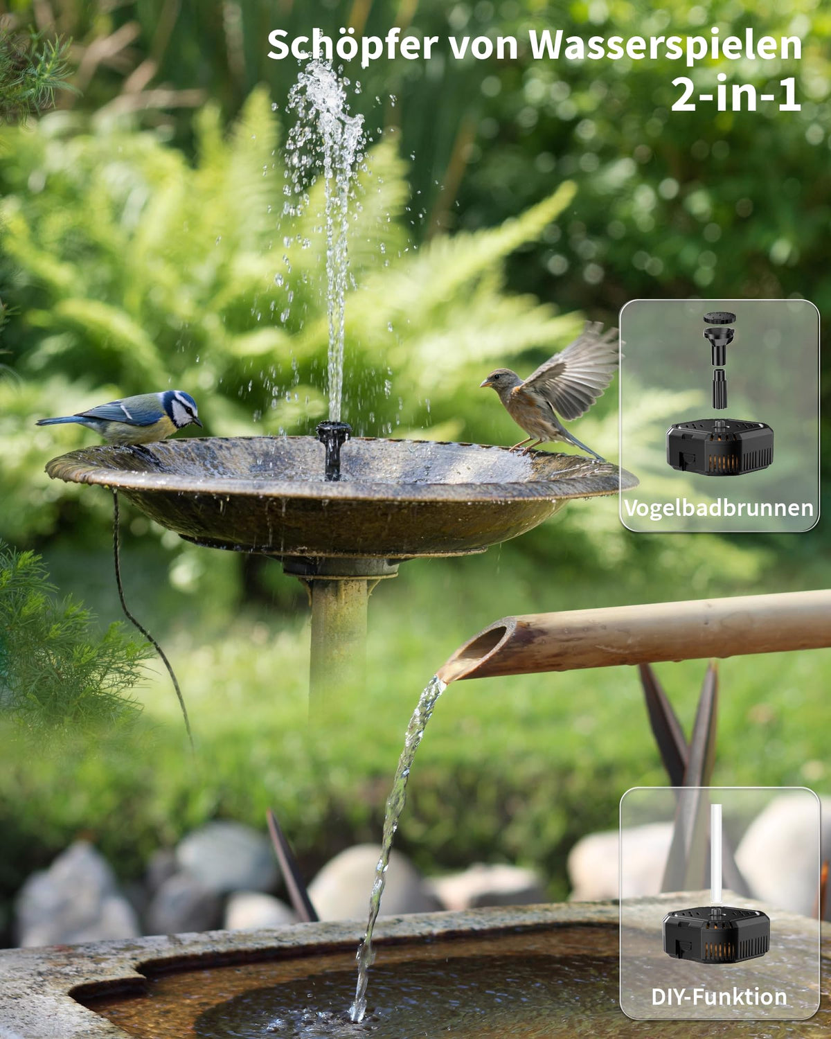 4W Solar-Teichfilter mit Springbrunnen
