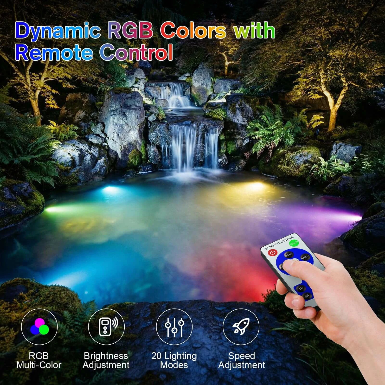 6-Head RGB Colored Underwater Pond Lights