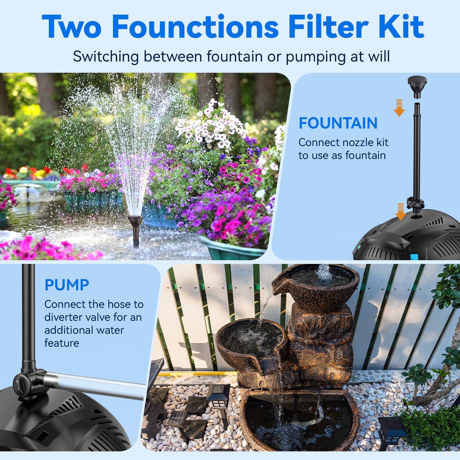 P37030 70W 680GPH Solar-Teichfilterbrunnen 