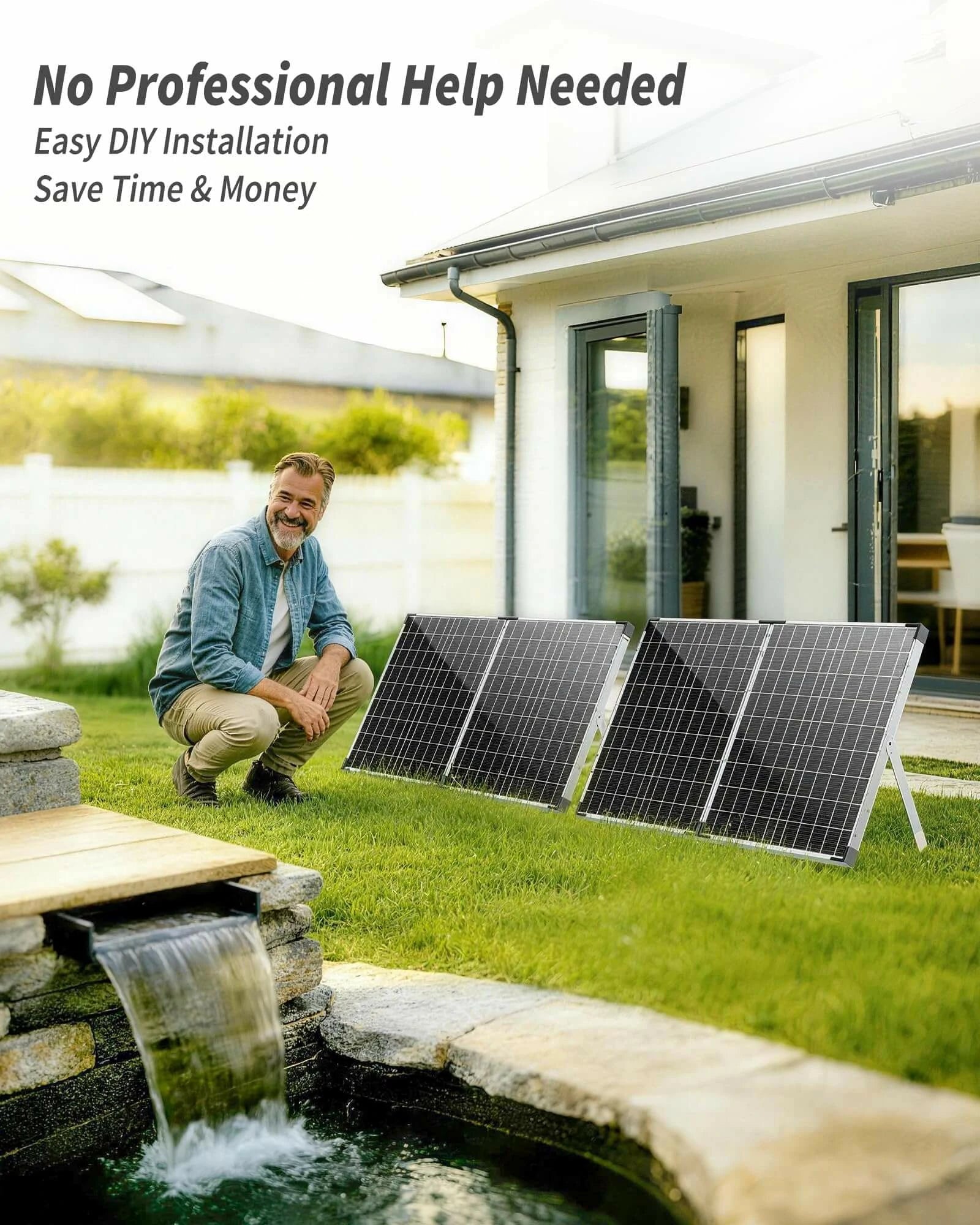 P510X 100W 1200GPH Solar Waterfall Pump with 12.6"x15" Spillway