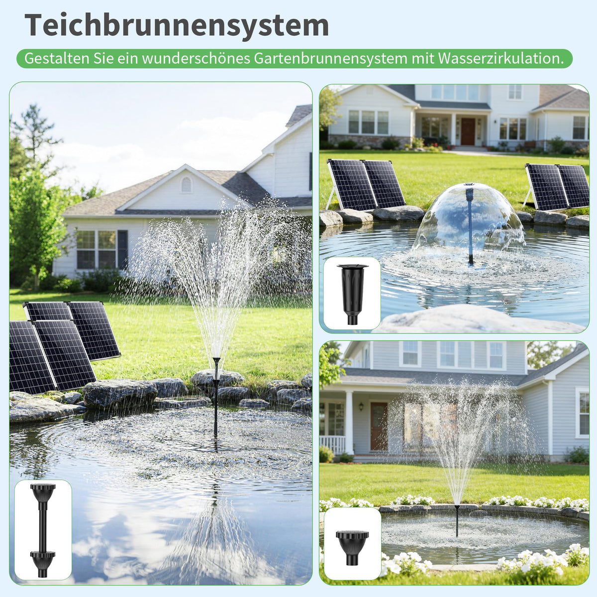120W 6000 l/h Solar-Teichfilter & Springbrunnenpumpe Set
