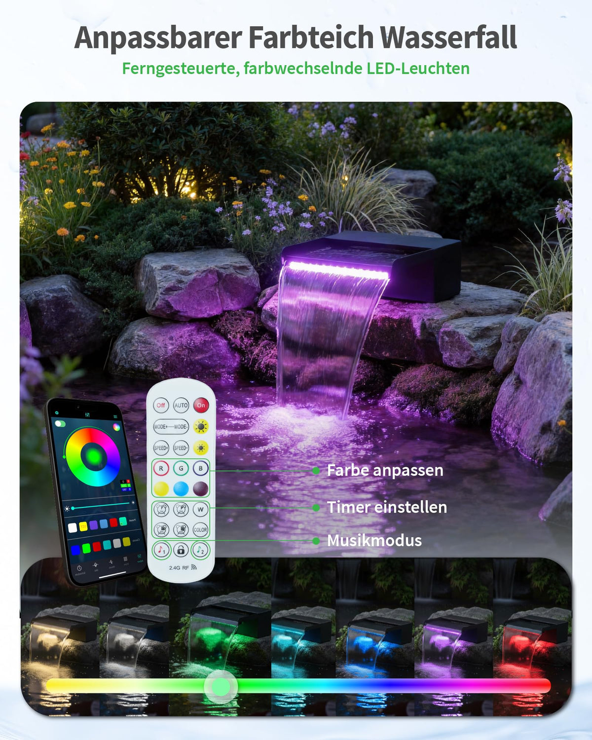 30 cm breiter Teich Wasserfall für Gartenteich