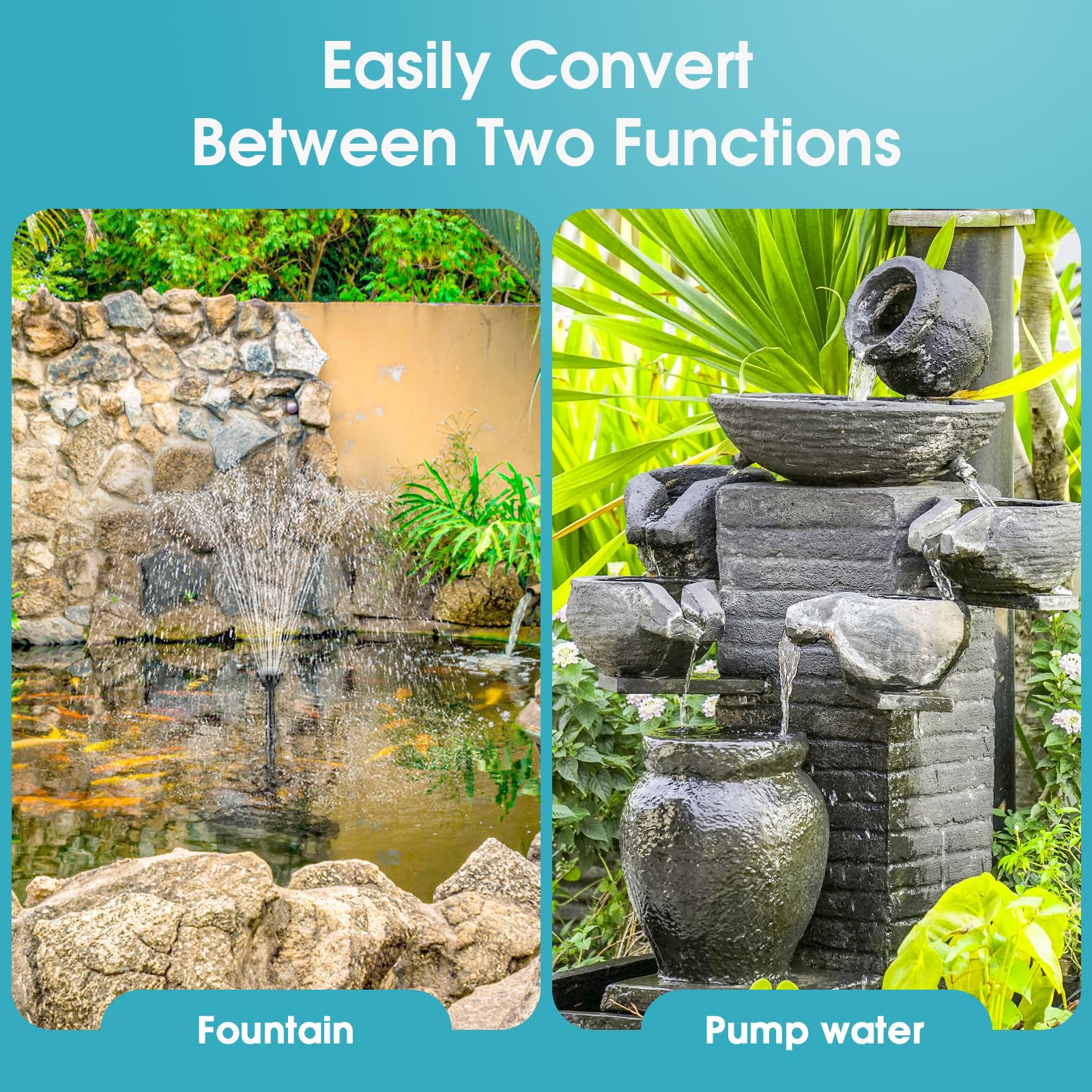 P2326D 40W 660GPH AC Teichfilter mit Springbrunnen und Beleuchtung 