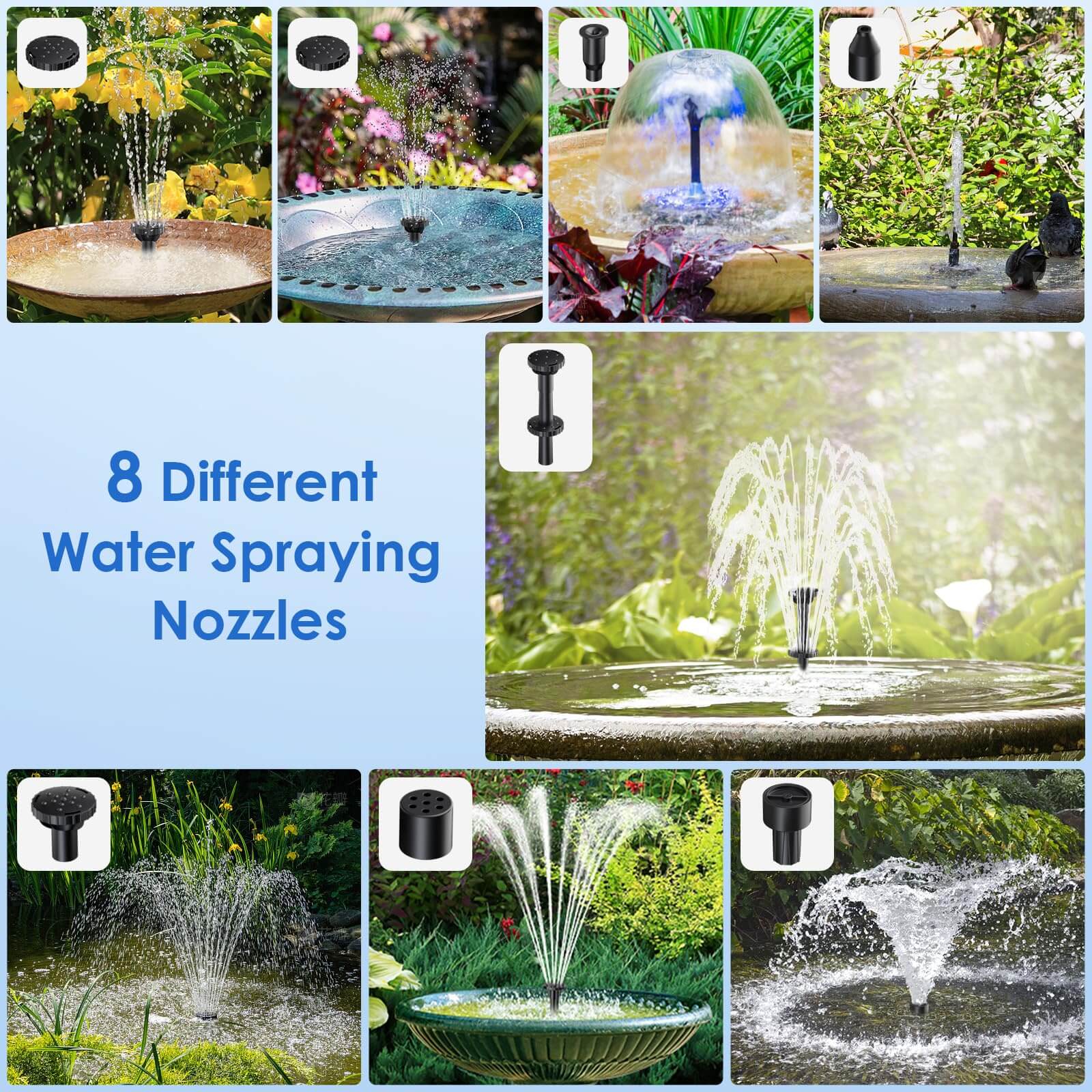 6.5W 80GPH Solar Birdbath Fountain Pump