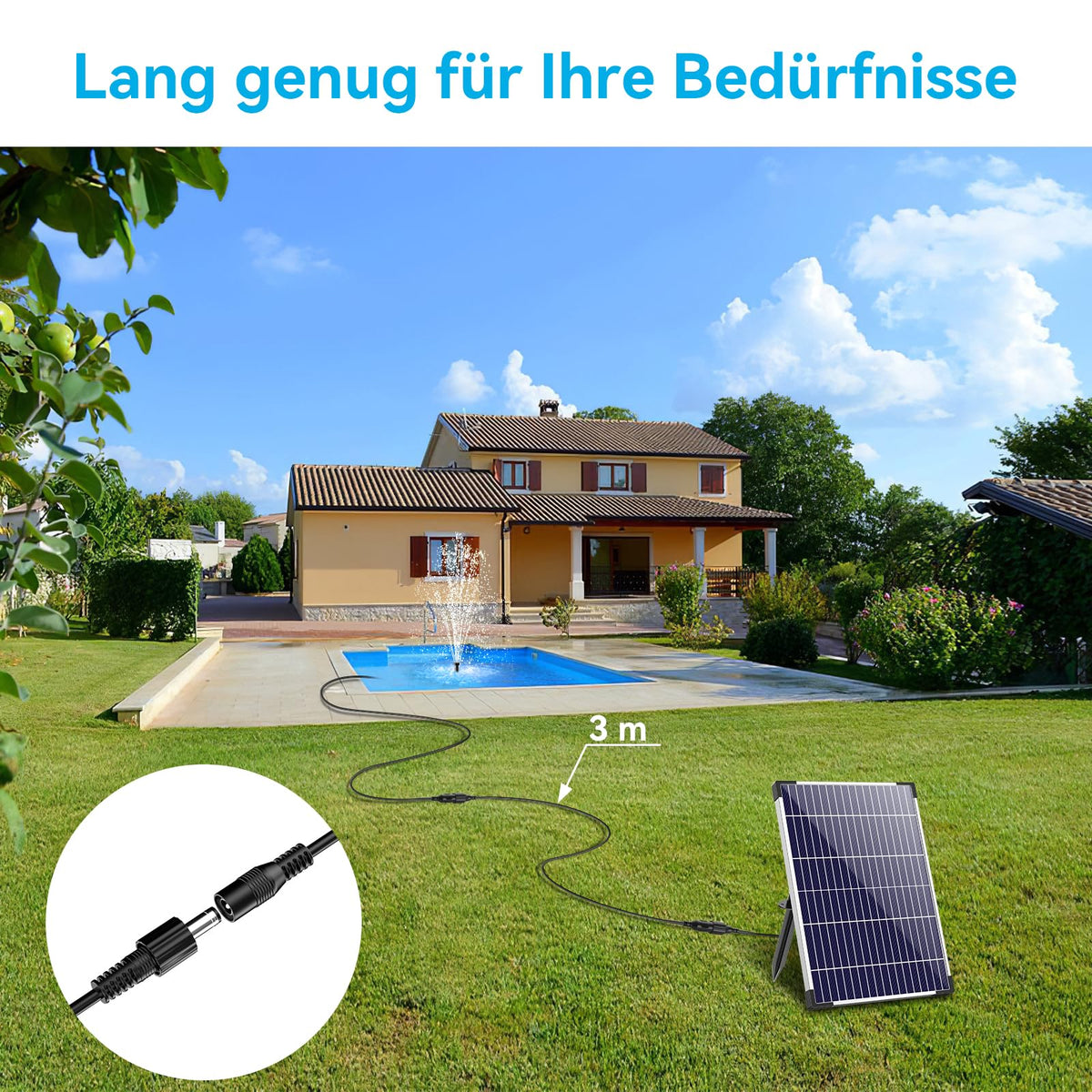 POPOSOAP 3m Verlängerungskabel für Solar Springbrunnen