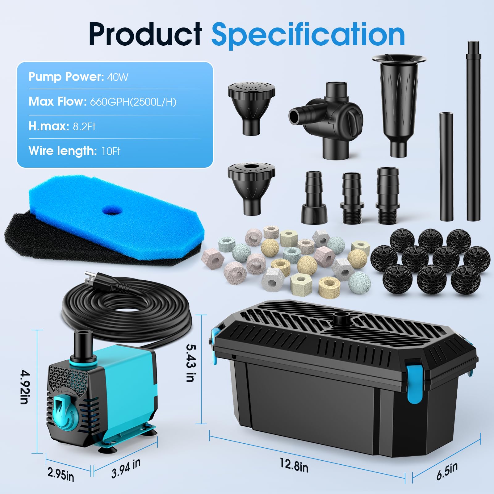 P2326 40W 660GPH AC Teichfilter Springbrunnen 