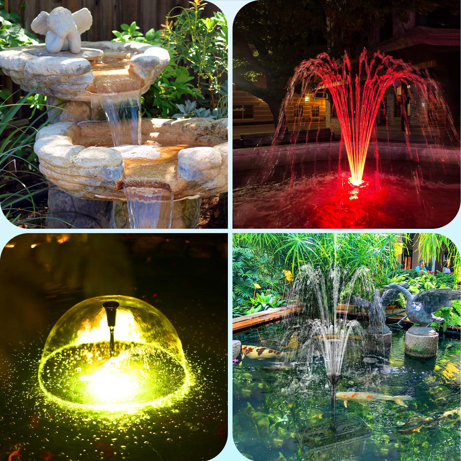 P2326D 40W 660GPH AC Teichfilter mit Springbrunnen und Beleuchtung 