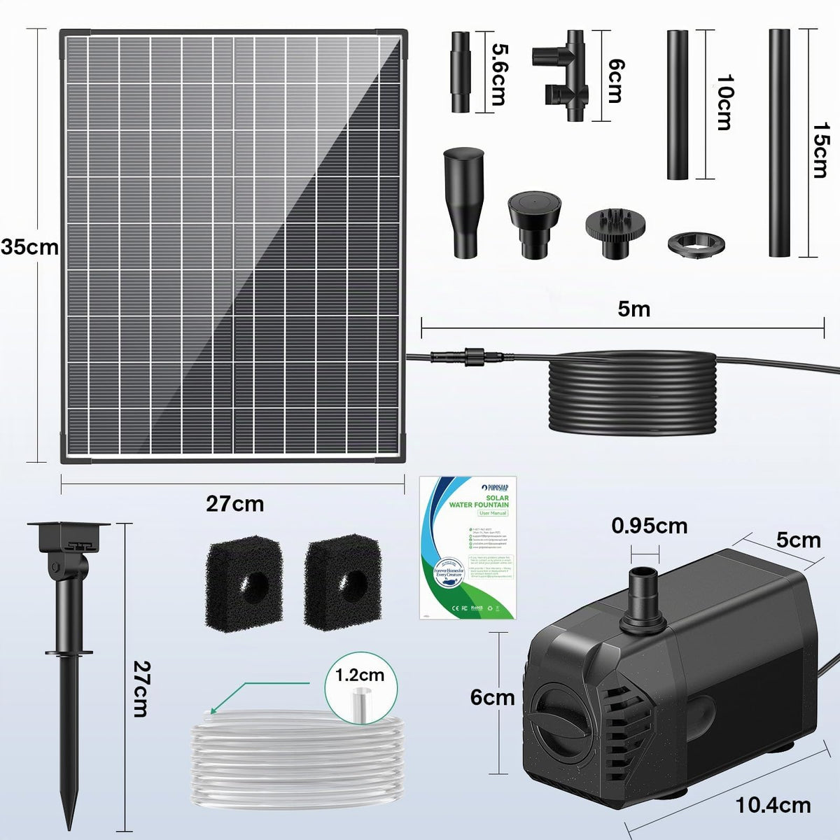 20W Solar-Springbrunnenpumpe, 1000 l/h