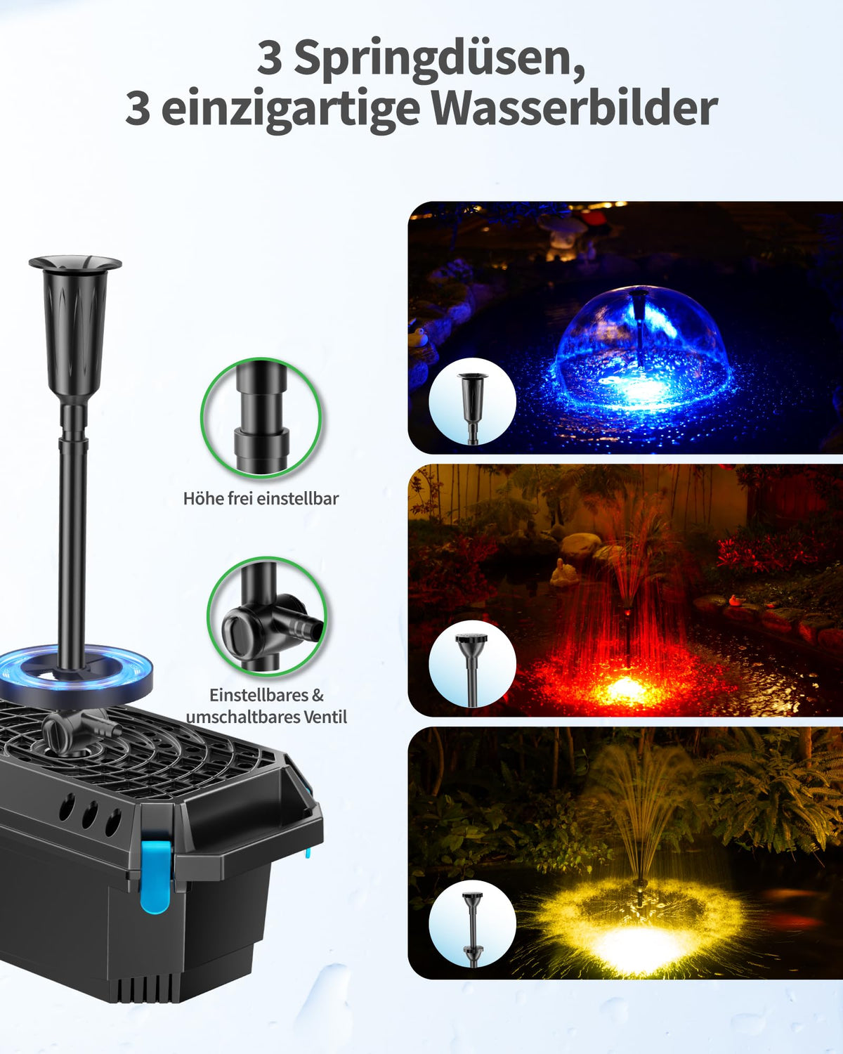 Teichfilter 2500 l/h mit UV-Klärer für Außenteiche bis 6000 Liter