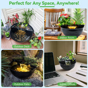 Mini-Wassergarten-Teich-Set mit Wasserfall und LED-Beleuchtung