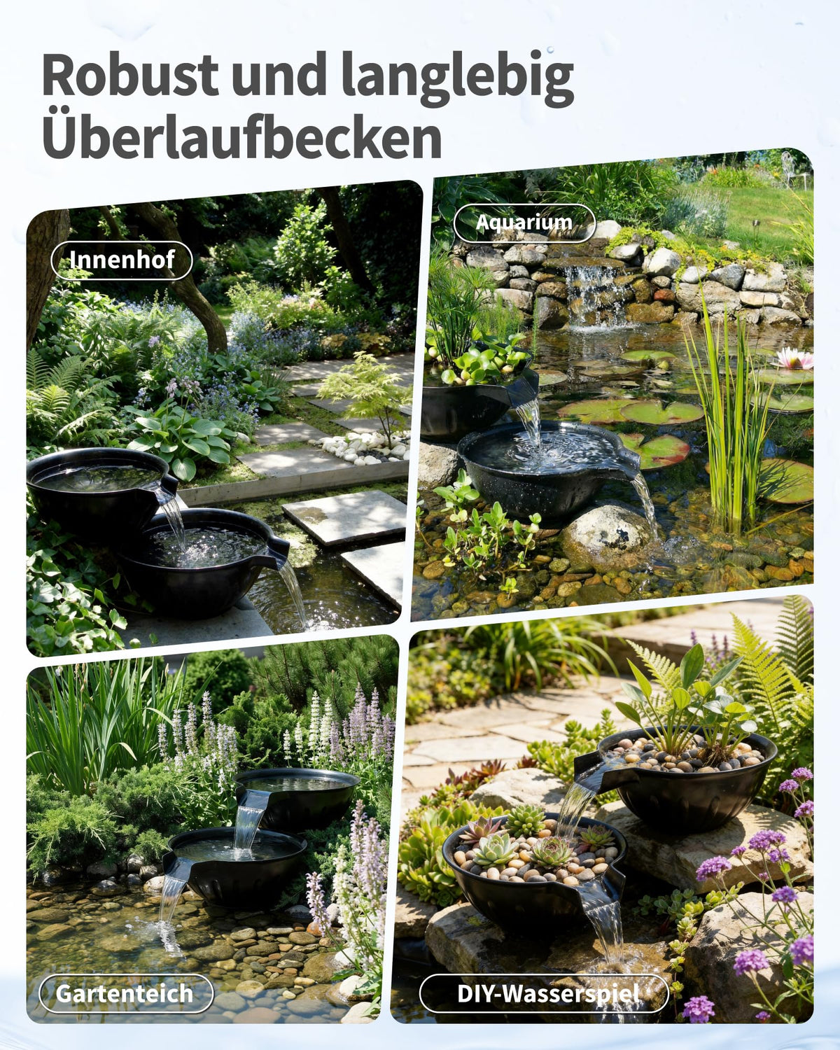Überlaufschale & Becken Brunnen Set