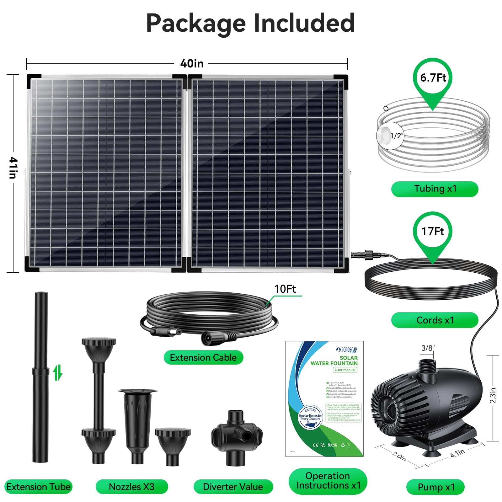 55W 580GPH Solar-Wasserbrunnenpumpe 