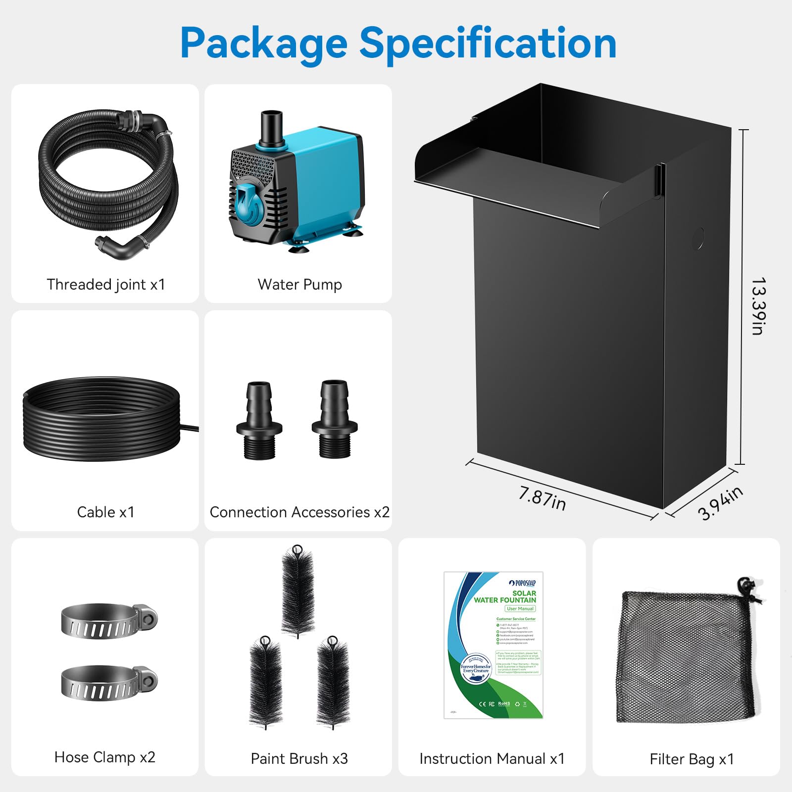 40 W 660 GPH Wasserpumpe mit Teich-Wasserfall-Box (LED-Licht) 