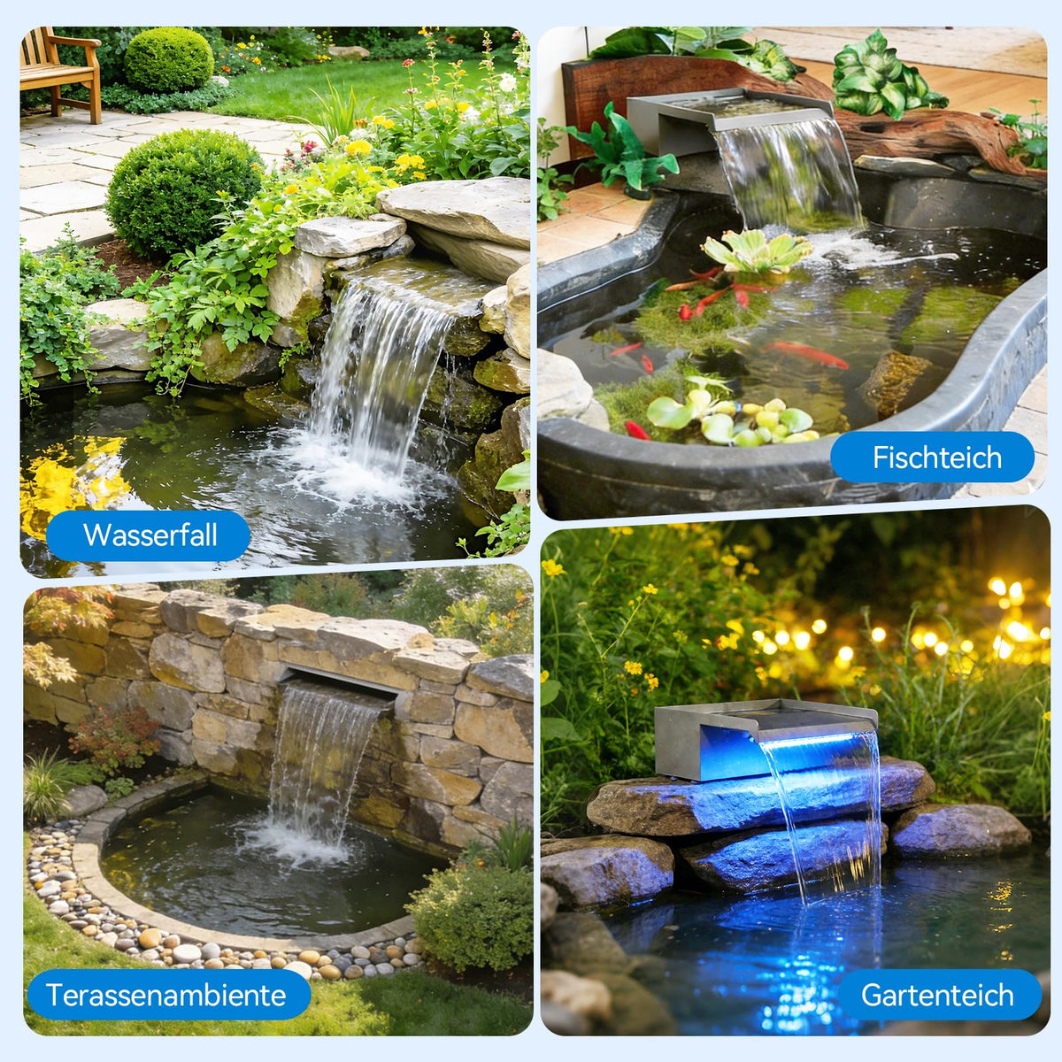 30 cm Wasserfall Set für Teiche mit 3-stufigem Filtersystem