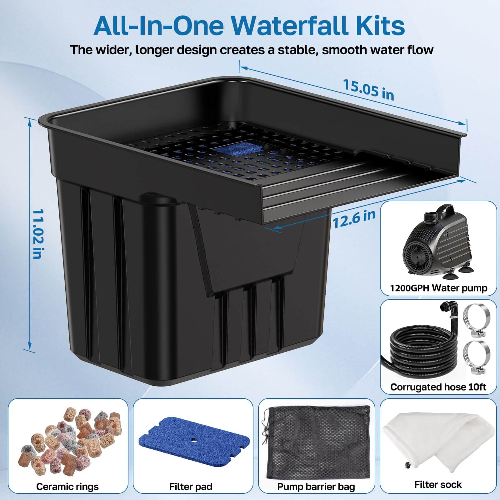 1200 gph water pump,backyard waterfalls kits,home waterfall kits