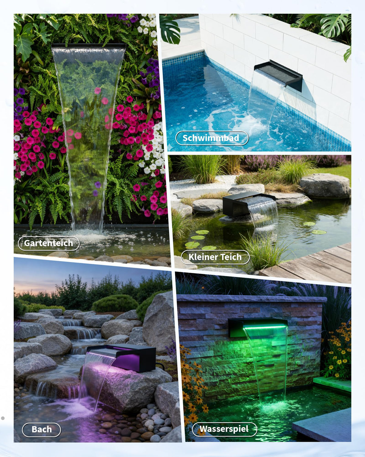 30 cm breiter Teich Wasserfall für Gartenteich