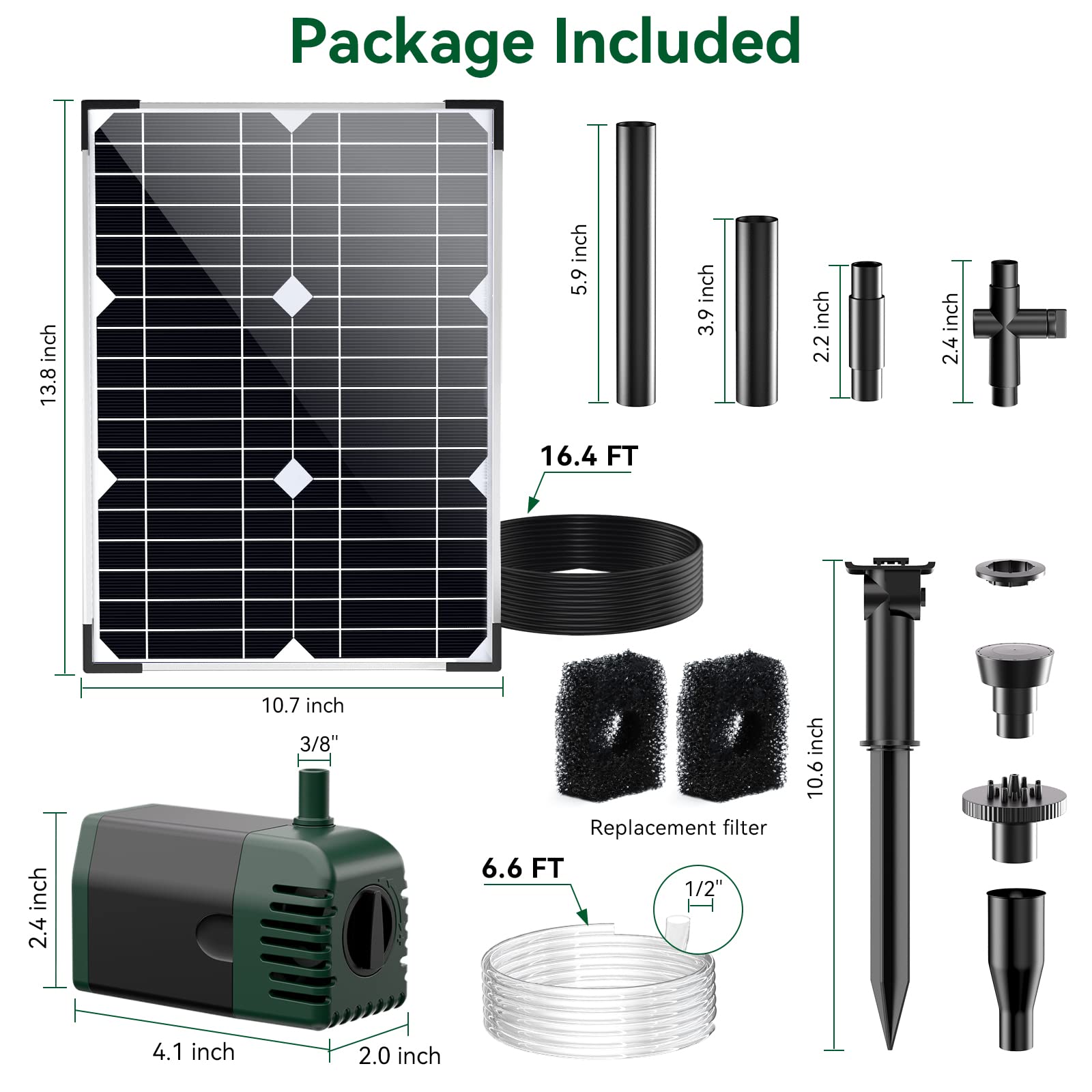 20W 280GPH Solar-Wasserbrunnenpumpe (Grün) 