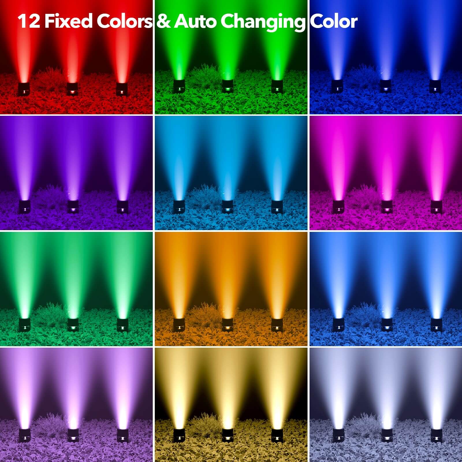 3-Head Colored Underwater Solar Pond Lights