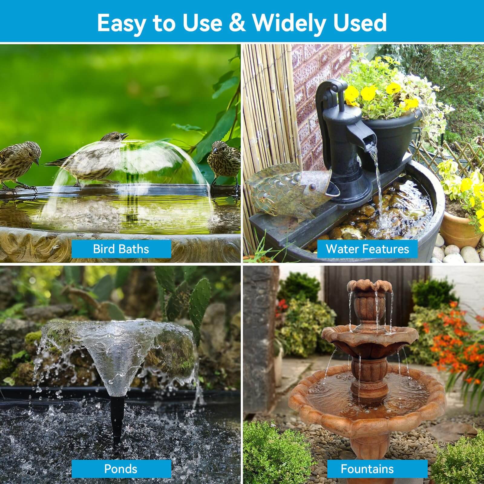 P3081D 8W 80GPH Solar Pond Filter Fountain with 3000mAh Battery Backup