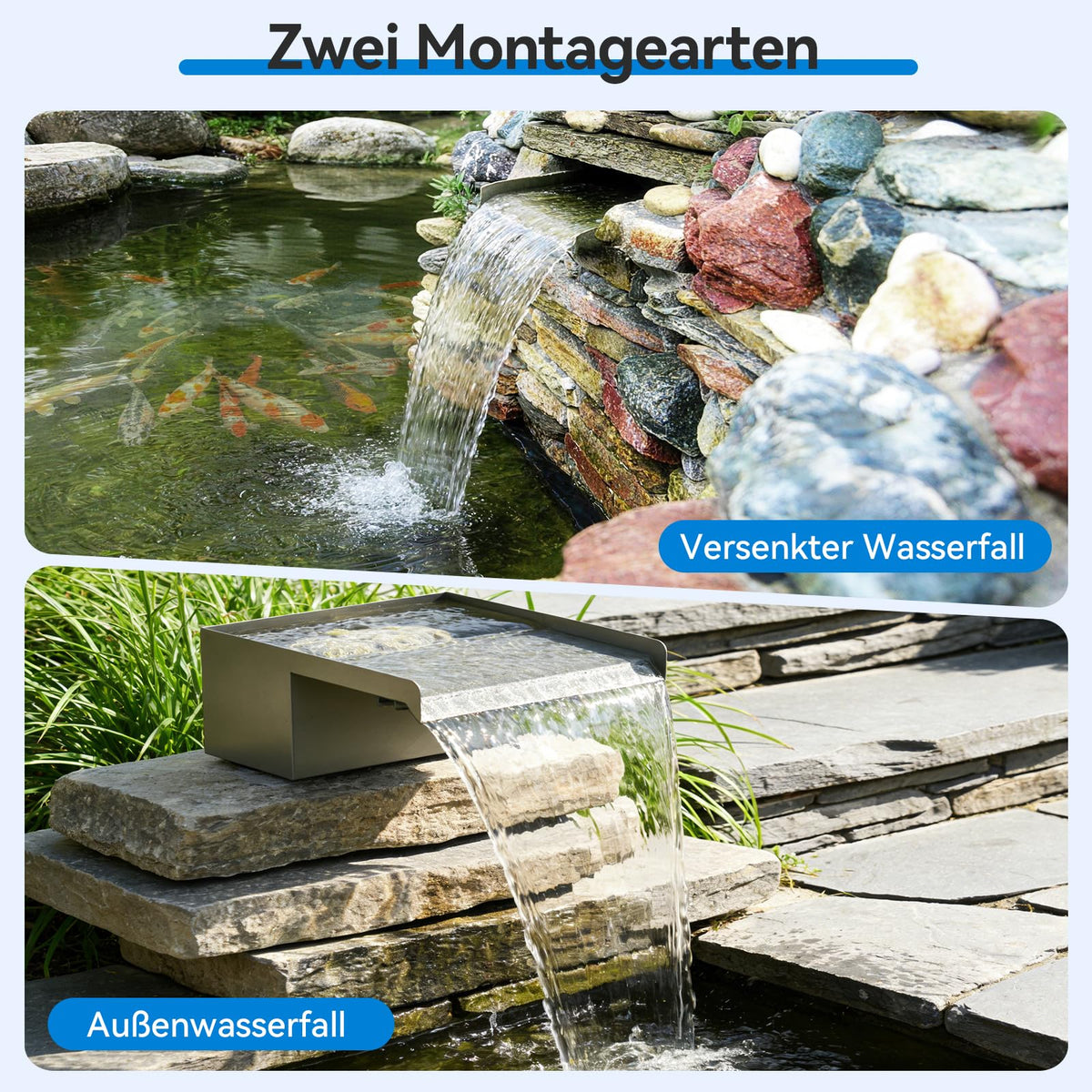 30 cm Wasserfall Set für Teiche mit 3-stufigem Filtersystem
