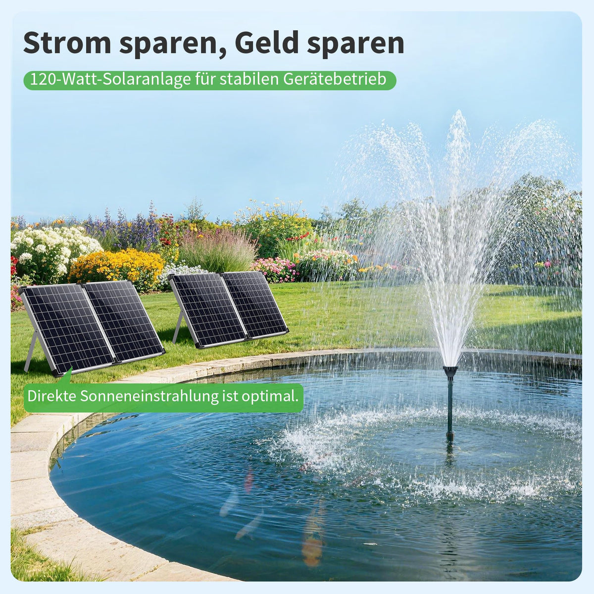120W 6000 l/h Solar-Teichfilter & Springbrunnenpumpe Set