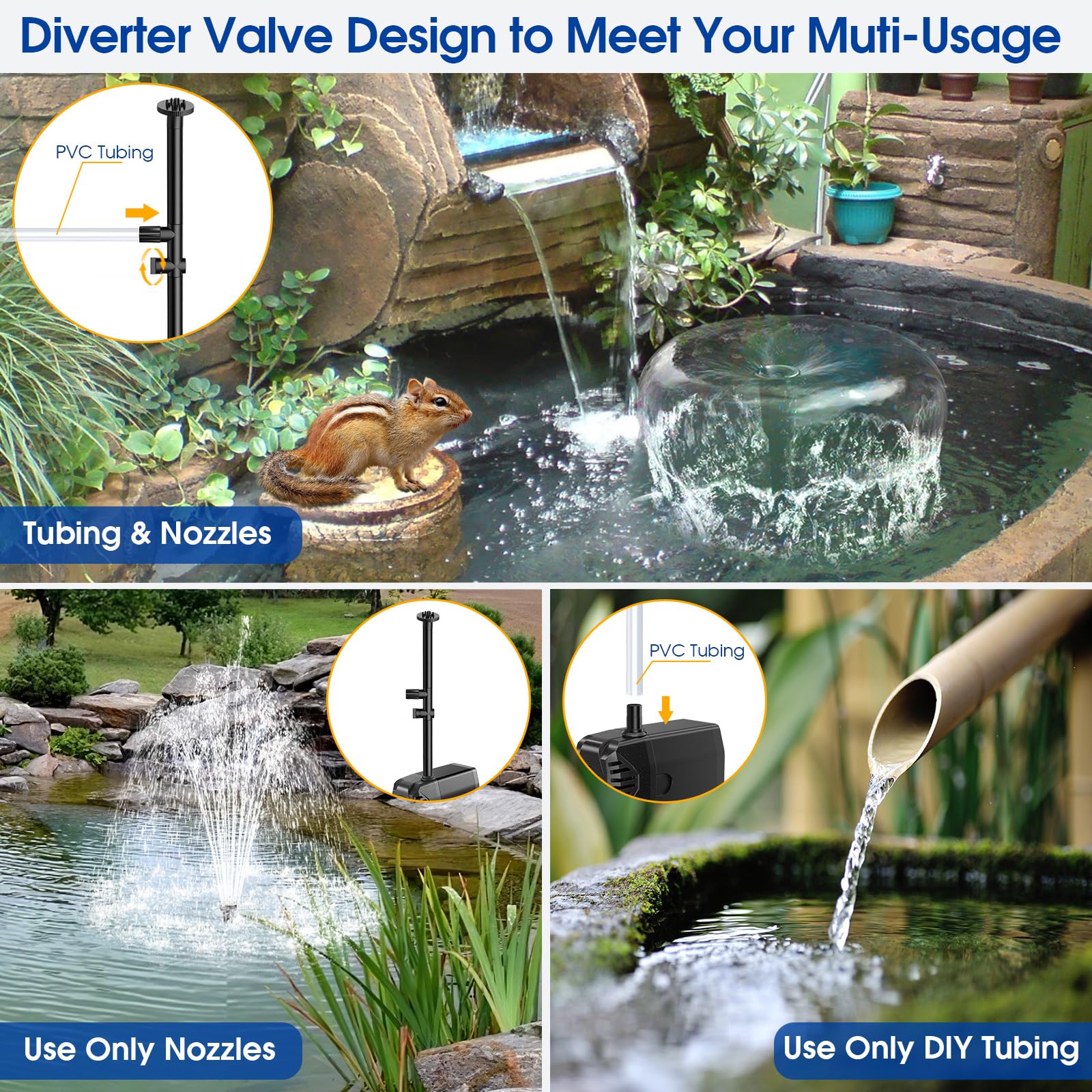 25-W-Solar-Wasserbrunnenpumpe mit 320 GPH Förderleistung und 2600-mAh-Akku-Backup 