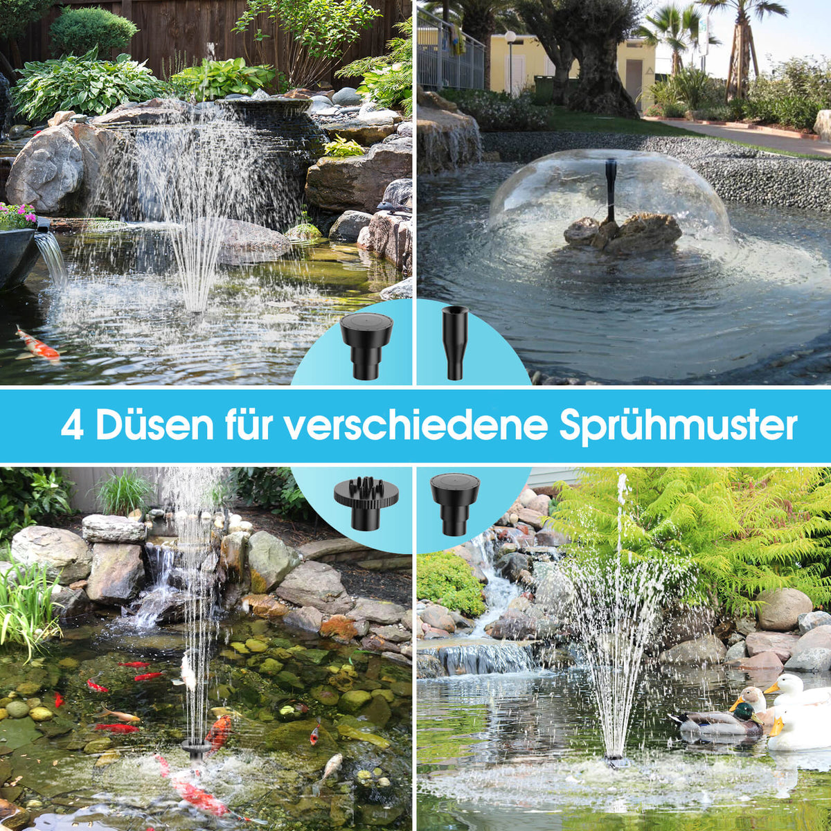 40W Solar-Teichfilter mit Springbrunnen, 1800 L/h